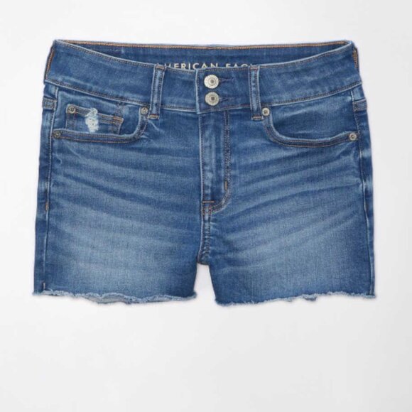 American Eagle AE Next Level High-Waisted Denim Midi Short - Size 14 - Picture 6 of 10